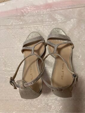 Pelle Moda Sparkling Silver T-Strap Heels